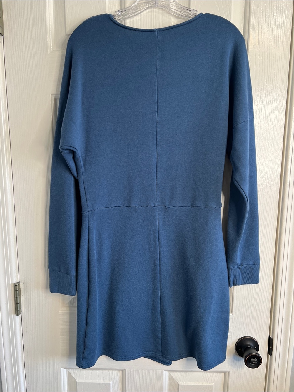 Anthropologie Daily Practice teal Long Sleeve Asymmetrical Mini Dress Size Small - Picture 3 of 10